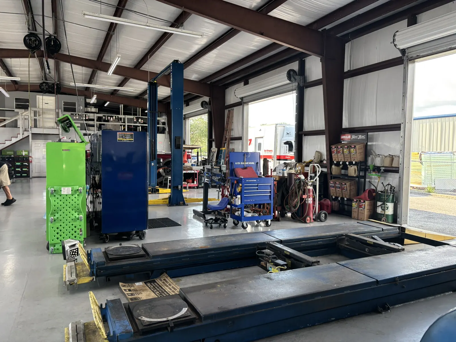 Alignment lift and shop equipment at St. George Automotive