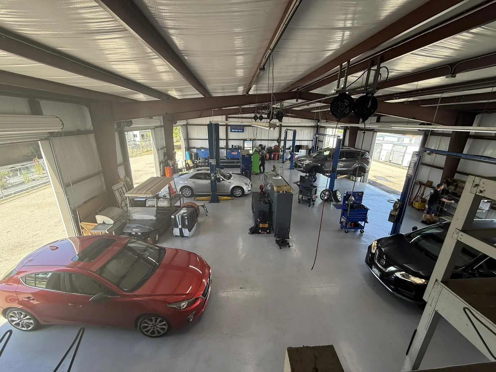 Service bays inside St. George Automotive in Port Charlotte